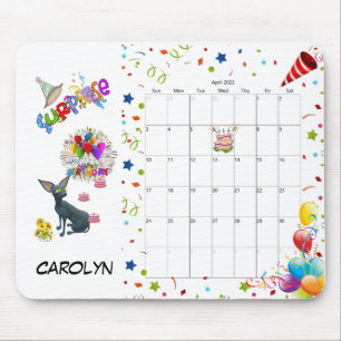 Souris Joyeux Anniversaire Avril 2022 Calendrier Tapis de