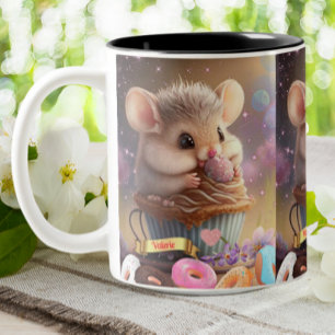 Souris mignonne dans une tasse sucreries Mug perso
