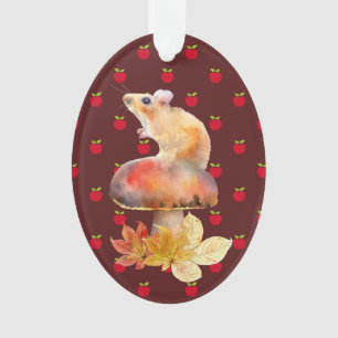 Souris mignonne sur un champignon rouge avec pomme