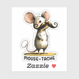 Souris Moustache - Sticker de dessin Punny
