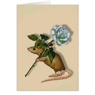 Souris portant le grand rose blanc, toute occasion