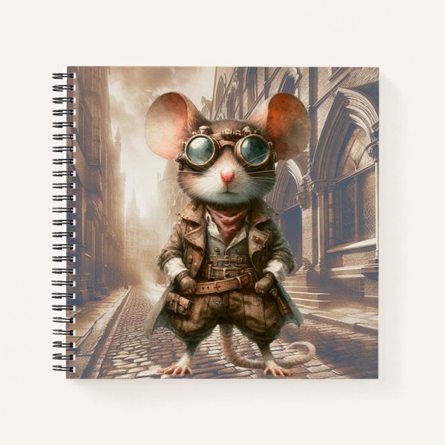Souris Steampunk à Londres Carnet Spiral (Devant)