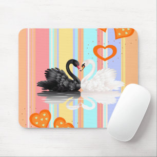 Souris Swan Orange Hearts Stripe Souse Pad! Tapis de sour