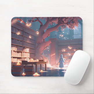 Souris Tapis de bureau Bibliothèque de la chouette au cla