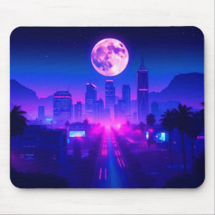 Souris Tapis de bureau de jeu Neon City Synthwave Sunset 