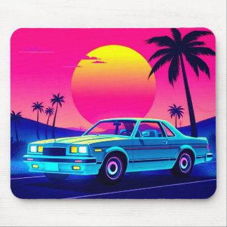 Souris Tapis de bureau de jeu Retro 80s Outrun Sunset XL