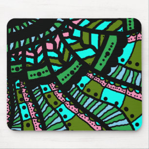 Souris Tapis de souris, Art abstrait gribouillé, cyan ver