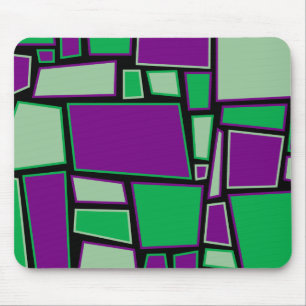 Souris Tapis de souris, carrés abstraits, violet, verts