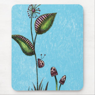 Souris Tapis de souris, Fleur coccinelle champignons dess