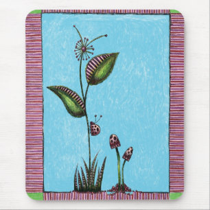 Souris Tapis de souris, Fleur Coccinelle Champignons Dess