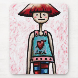 Souris Tapis de souris, jolie fille aux cheveux roux
