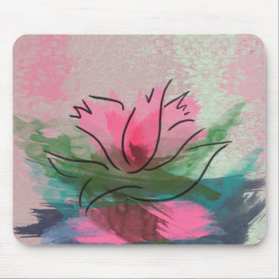 Souris Tapis de souris, peinture de fleur rose