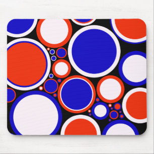 Souris Tapis de souris, points rétro, rouge, blanc, bleu,