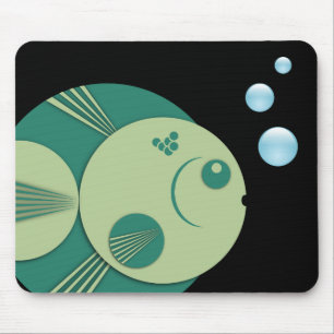 Souris Tapis de souris, Poisson Cercle, vert, bulles bleu