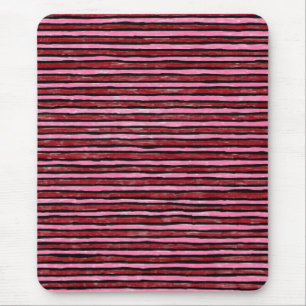 Souris Tapis de souris, rayures peintes, rose et rouge
