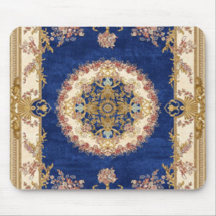 Souris Tapis De Yoga motif bleu et doré