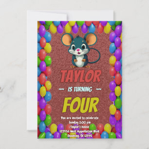 Souris Unique Personnalisé Anniversaire Invitation