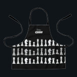 Sous Koch Schach Piece Schwarz-weiß Kids Schürze<br><div class="desc">Klassische Schürze für Schachfreunde mit Schachfiguren in geometrischer Form. Modernes Schachdesign</div>