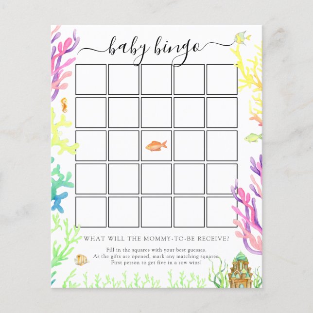 Sous la carte de jeu Sea Baby Bingo (Devant)