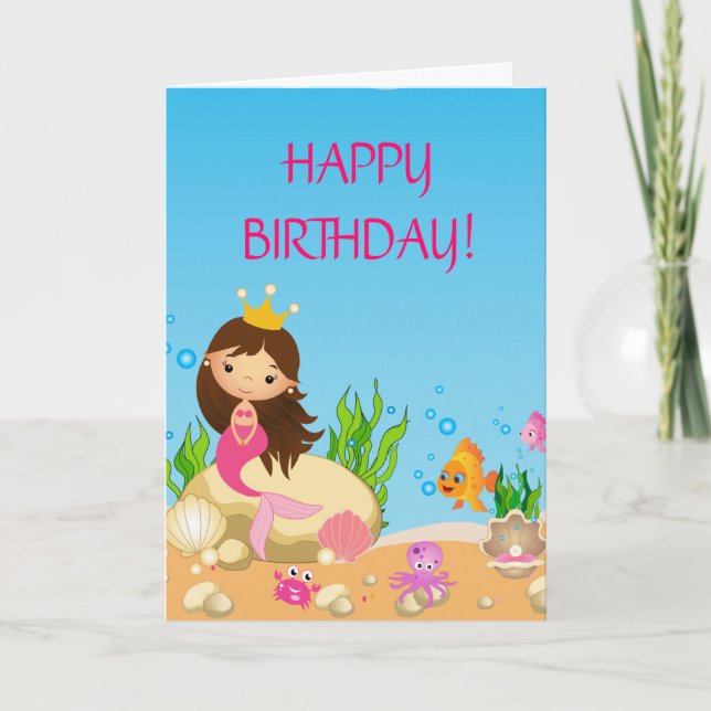 Sous la carte de voeux d'anniversaire de la sirène (Devant)