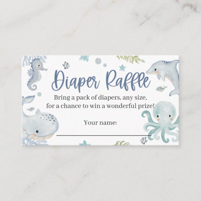 Sous la carte Sea Diaper Raffle Card pour un garço (Devant)