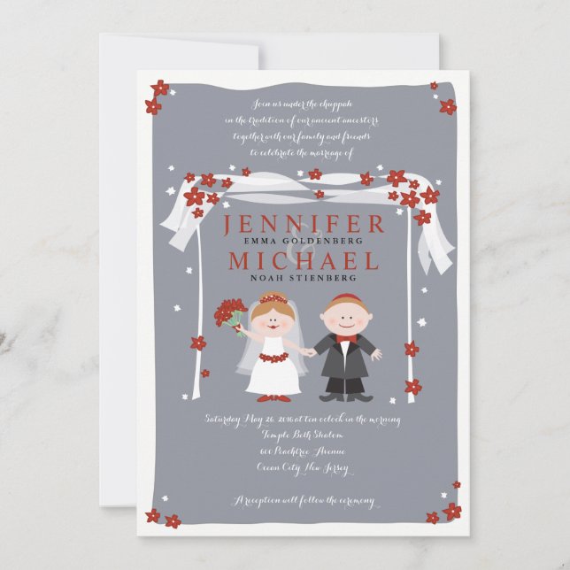 SOUS LA Faire-part de mariage juive CHUPPAH (Devant)