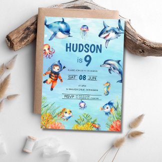 Sous la mer 9e anniversaire Invitation