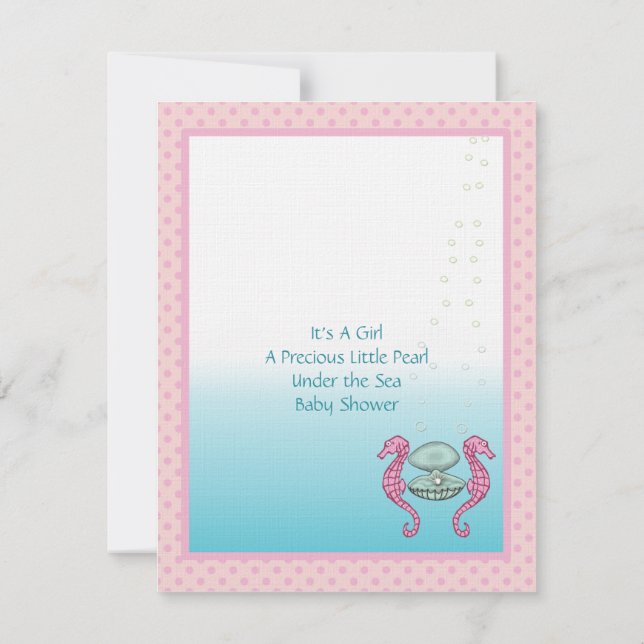 Sous la mer Baby Girl Douche Faire-part (Dos)