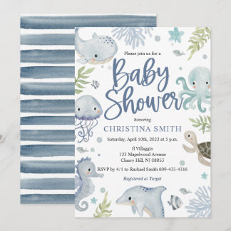 Sous la mer Baby Shower Invitations