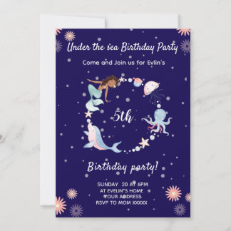 Sous la mer fête anniversaire Invitation