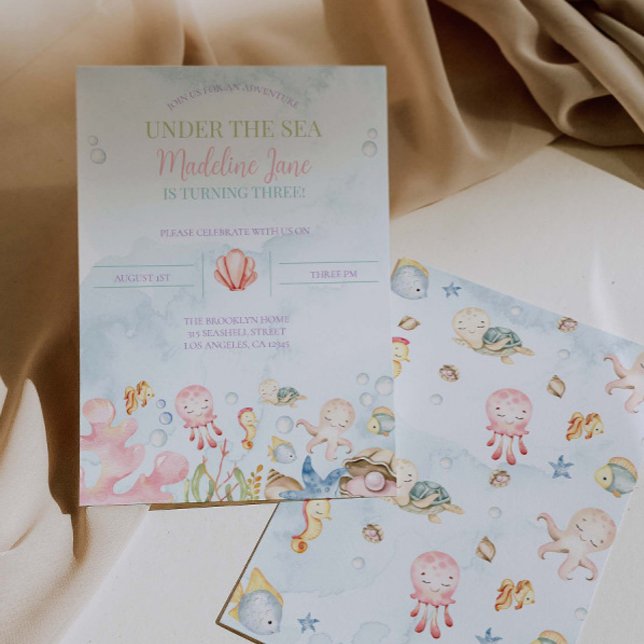 Sous la mer Invitation Anniversaire Océan Annivers (Créateur téléchargé)
