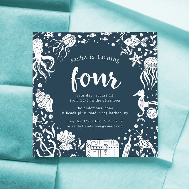 Sous la mer | Invitation de fête d'anniversaire (Créateur téléchargé)