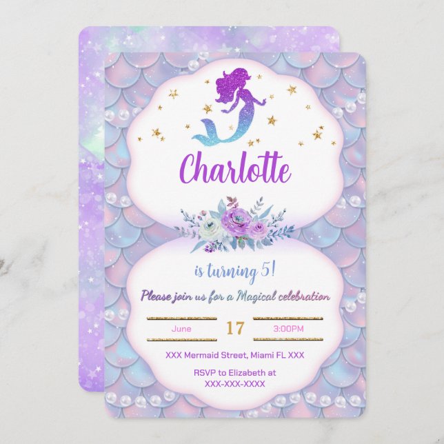 Sous la mer Invitation de sirène (Devant / Derrière)