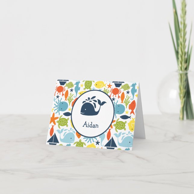 Sous la mer, Nautique Anniversaire Merci Note (Devant)