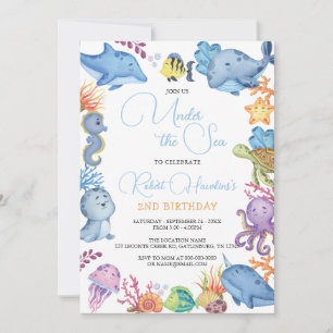 Sous la mer Océan Animaux Invitation Anniversaire