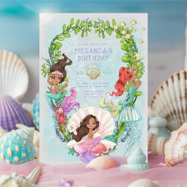 Sous la mer Sirène Anniversaire de fête Invitation
