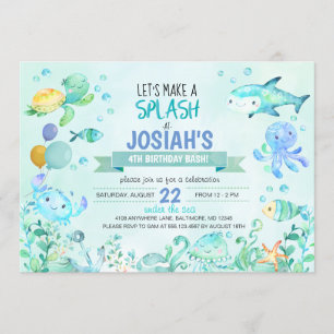 Sous La Mer Splash Birthday Boy Invitation