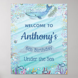 Sous la mer Tout âge Affiche de bienvenue d'annive
