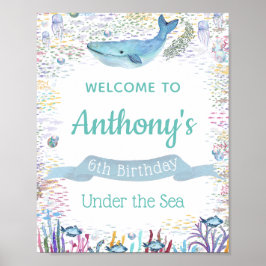 Sous la mer Tout âge Affiche de bienvenue d'annive