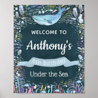 Sous la mer Tout âge Affiche de bienvenue d'annive