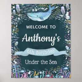 Sous la mer Tout âge Affiche de bienvenue d'annive