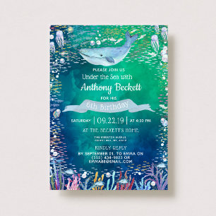 Sous la mer Tout âge Anniversaire Invitations