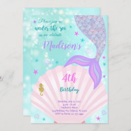 Sous La Voie De Sirène De Mer Invitation Anniversa