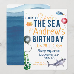 Sous l'aquarelle de la mer Invitation d'anniversai