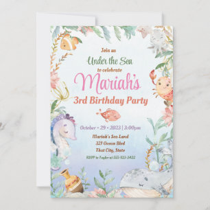 Sous l'aquarelle de mer Invitation d'anniversaire