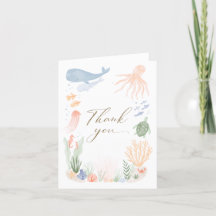 Sous le Baby shower de mer Carte de remerciements