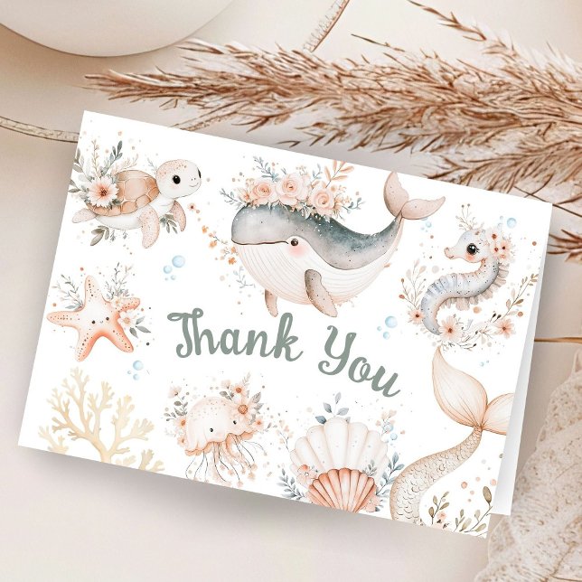 Sous Le Baby shower De Mer Fille Pliée Merci (Créateur téléchargé)