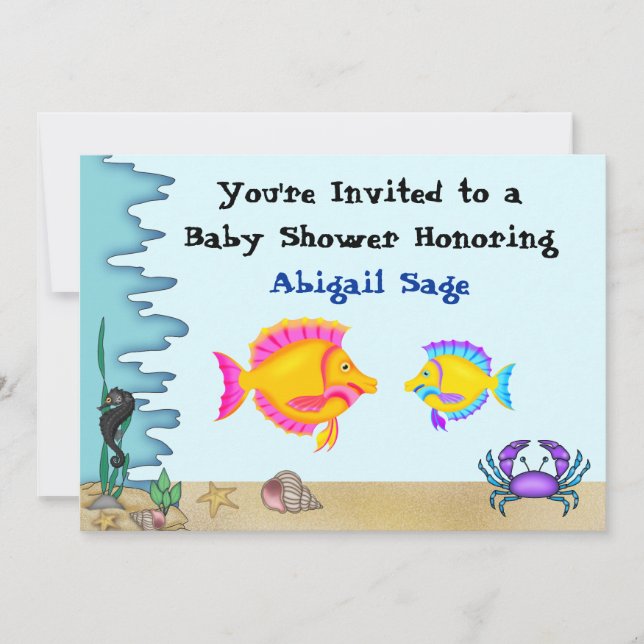 Sous le Baby shower du poisson de mer Invitations  (Devant)