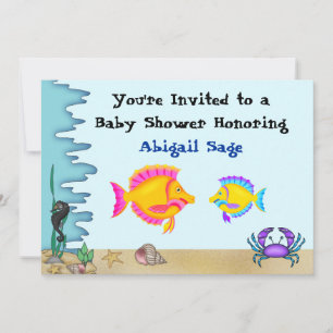 Sous le Baby shower du poisson de mer Invitations 