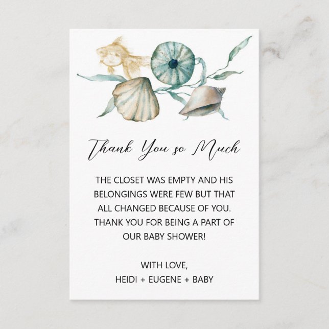 Sous le Carte de remerciements du Baby shower des  (Devant)